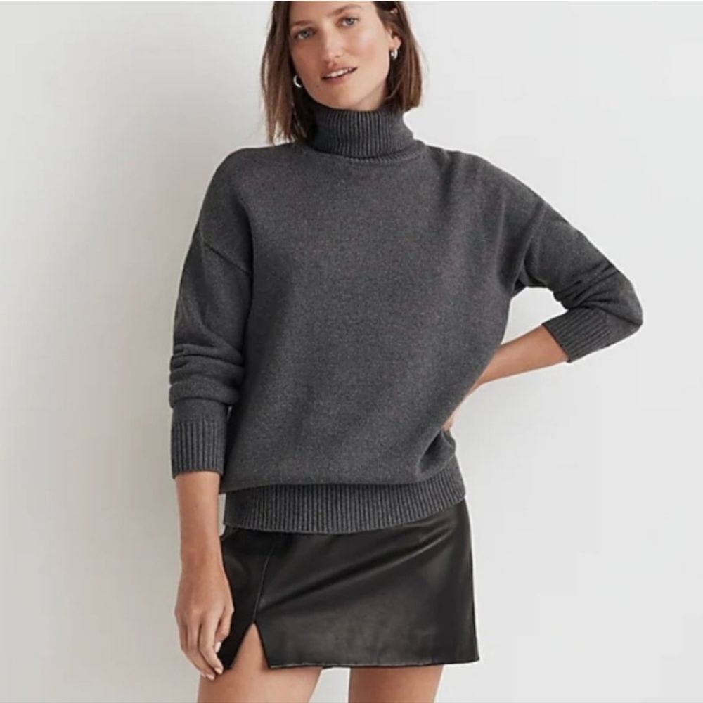 Madewell 100% Cotton Gray Charcoal Turtleneck Sweater Size S